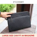 👉 Handtas leather large Men's Clutch Bag 100% Genuine Capacity A4 Luxury Brand Woven Business Simple Style Classic Envelope New