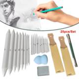 👉 Pencil 25pcs Sketch Paper Sandpaper Sharpen Drawing Pen Blending Smudge Stump Stick Tortillon Art Tool