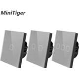 👉 Switch grijs Minitiger EU/UK standard 1/2/3 Gang 1 Way Touch Gray Crystal Glass Panel Light Wall Only Function