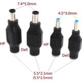 4.5 x 3.0 mm 7.4 x 5.0 mm DC Male to 5.5 x 2.1mm DC Female Power Plug Adapter Connector with chip for DELL for HP