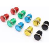 Switch 1pc 12mm Color Oxidation Metal Push Button Flat/High Head Waterproof Self-reset/Momentary Normal Open Pin Terminal