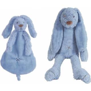 👉 Happy Horse donker blauw konijnen baby knuffeltje en knuffeldoekje Richie voor jongens/meisjes