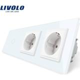 👉 Livolo EU Standard New Power Socket, AC 220~250V,Crystal Glass Outlet Panel, 2Gang Wall Sockets with Touch Switch