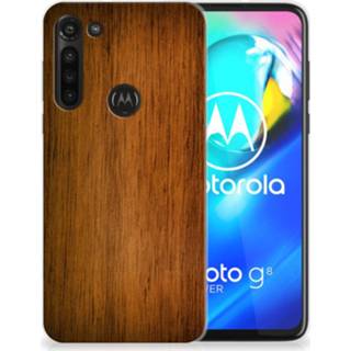👉 Bumper hoesje hout Motorola Moto G8 Power Donker 8720215562514