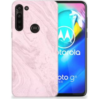👉 Siliconen hoesje roze Motorola Moto G8 Power TPU Marble Pink - Origineel Cadeau Vriendin 8720215457063