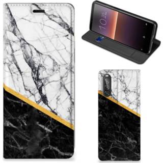 👉 Standcase wit zwart marmer mannen Sony Xperia 10 II - Origineel Cadeau Man 8720215477924