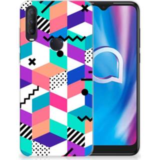 👉 Houten blok Alcatel 1S (2020) TPU Hoesje Blokken Kleurrijk 8720215045130