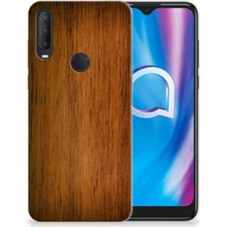 👉 Bumper hoesje hout Alcatel 1S (2020) Donker 8720215105346