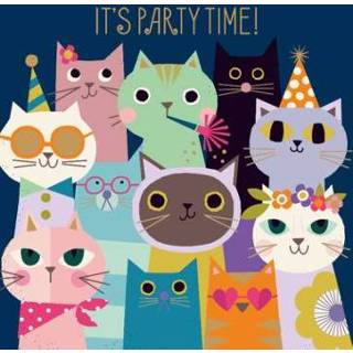 👉 Paperclip katten | Verjaardagskaart it's party time!
