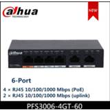 👉 Switch Dahua 6-Port Unmanaged Desktop Gigabit with 4-Port PoE RJ45 10/100/1000 Mbps PFS3006-4GT-60