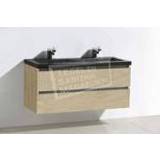 👉 Natuursteen Sanilux badkamermeubel light wood 120cm 2 kraangaten