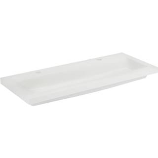 👉 Saqu Slimline Square 2.0 wastafelblad met 2 kraangaten 100x40cm Wit