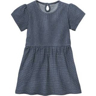 👉 Jurk met korte mouw, jeansblauw-gestreept 110/116 4052173731348