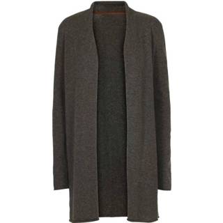 👉 XL vrouwen groen Lang cashmere cardigan med ruskind