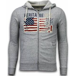 👉 L male grijs Embroidery American Heritage