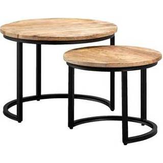 👉 Bijzettafel zwart Hout#Metaal Zwart#Bruin mannen Set van 2 bijzettafels Mert - naturel/zwart mangohout Leen Bakker 5045644194581