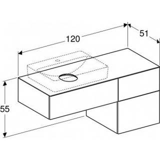 👉 Onderkastje wastafel onderbouwkast variform Geberit onderkast 120 cm met 3 lades en sifon, lava 4025410746658