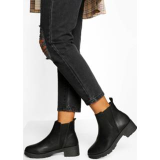 V Detail Chunky Chelsea Boots, Black