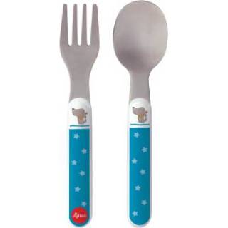 👉 Bestek jongens blauw Sigikid ® Bestekken set Hügge Knuffel 4001190250844