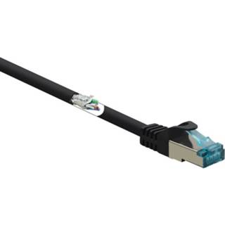 Netwerk kabel zwart Basetech RJ45 Netwerkkabel, patchkabel CAT 6A S/FTP 2.00 m Snagless, Vlambestendig 4053199560356