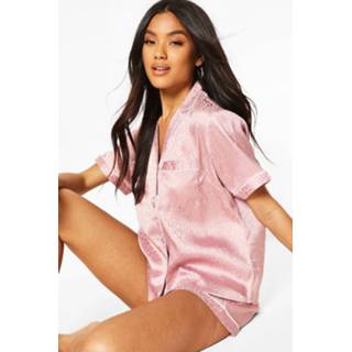 👉 Leopard Jacquard Satin Pj Short Set, Pink