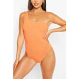 👉 Petite Crinkle One Shoulder Bathing Suit, Orange