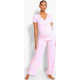 👉 Maternity Wrap Stripe Nursing Pj Trouser Set, Pale Pink