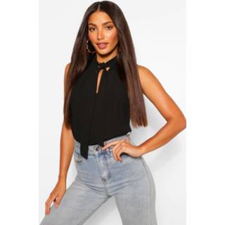 👉 Sleeveless vrouwen Tall Pussybow Blouse