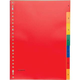 👉 Tabblad PP Pergamy tabbladen, ft A4, 23-gaatsperforatie, PP, geassorteerde kleuren, set 1-7 8435506936454