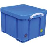 👉 Opbergdoos witte Really Useful Box 35 liter, neonblauw met handvaten 5060456657666