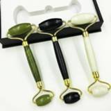 👉 Massager zwart donkergroen wit vrouwen Black Green White Color Natural Jade Stone Massage Stick Portable Facial Relax Women Beauty and Health Care Tool