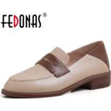 👉 Shoe leather vrouwen FEDONAS Elegant Concise Genuine Women's Shoes 2020 Summer Autumn Low Heels Pumps Newest Wedding Office Lady Woman