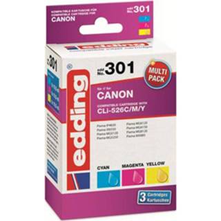 👉 Edding Cartridge vervangt Canon CLI-526C/M/Y Multipack 3 Compatibel Combipack Cyaan, Magenta, Geel EDD-301 18-301