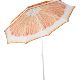 👉 Parasol 2Camp Verstelbare strandparasol / met sinaasappel print - 190 cm 8719538635531