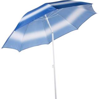 Parasol wit blauw 2Camp Verstelbare strandparasol / met Wit/blauw print - 190 cm 8719817683161