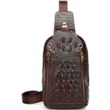 👉 Messenger bag wax cowhide leather High Quality Oil Genuine Men Crocodile Pattern Travel Sling Shoulder Bags Chest Back Pack
