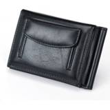 👉 Portemonnee leather Fashion Magnetic Metal Money Clips for Men Dollar Clip Wallet Concise Credit ID Card