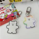 👉 Keychain transparent PVC kinderen Cartoon Cute Gummy Bear Key Ring Anime Mini Figure Chain Holder Fashion Trinket Kids Gift