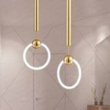 👉 Hanger goud Nordic Art Creative LED Loft Dining Room Pendant Lamp Gold Ring Cafe Restaurant Decoration