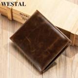 👉 Portemonnee WESTAL men's wallet luxury purse for men designer rfid engraving credit card holder money bag