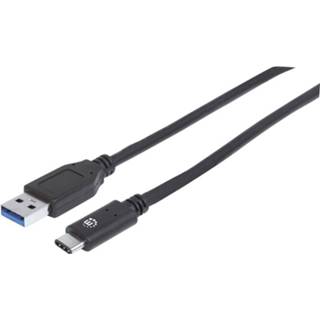 👉 Manhattan USB-kabel USB 3.2 Gen2 (USB 3.1 Gen2) USB-C stekker, USB-A stekker 50.00 cm Zwart