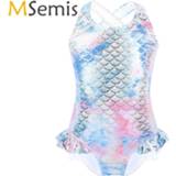 👉 Sleeveless kinderen meisjes Kids Girls Mermaid Swimsuits Sparkly Fish Scales Pattern Printed Surfing Swimwear Children's Swimming Bathing Suit