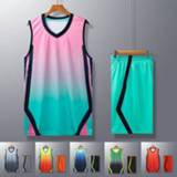 👉 Sleeveless vrouwen Blank Basketball training suit men women team uniform quick-drying breathable Jersey & shorts tracksuit