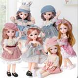 👉 Dress bruin blauw meisjes 12 Inch 23 Movable Joints BJD Doll 31cm 1/6 Makeup Up Cute Brown Blue Eyeball Dolls with Fashion for Girls Toy