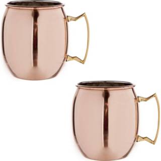 👉 Cocktailglas 2x Cocktailbeker/cocktailglas Moscow Mule glad 450 ml koper
