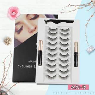 👉 Oogpotlood Magnetic Eyelashes With Eyeliner Kit Upgrades 3D 10 Pairs 2 Bottles of Reusable