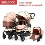 👉 Trolley baby's Twin baby strollers can sit lie detachable lightweight folding second child double size treasure with car seat