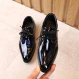 👉 Shoe zwart leather jongens kinderen Boys Shoes Princess For Kids Dress School Fashion Bowtie Children Flat Black Wedding Party Summer Autumn