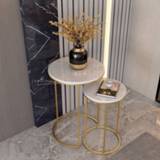 👉 Sofa zwart small Marble top side table corner end round coffee golden black legs frame optional 2 sets combination