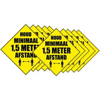 Waarschuwing sticker 15x Waarschuwingssticker Houd 1,5 meter afstand 10,5 cm